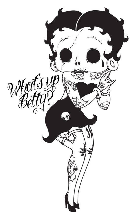Black And White Betty Boop Tattoo Design