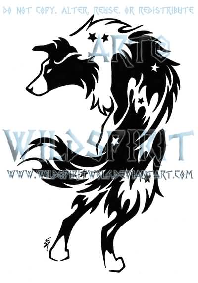 Black And White Coyote Tattoo Design by Wildspiritwolf