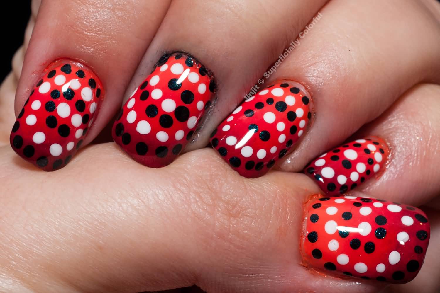 65 Most Beautiful Polka Dots Nail Art Designs.
