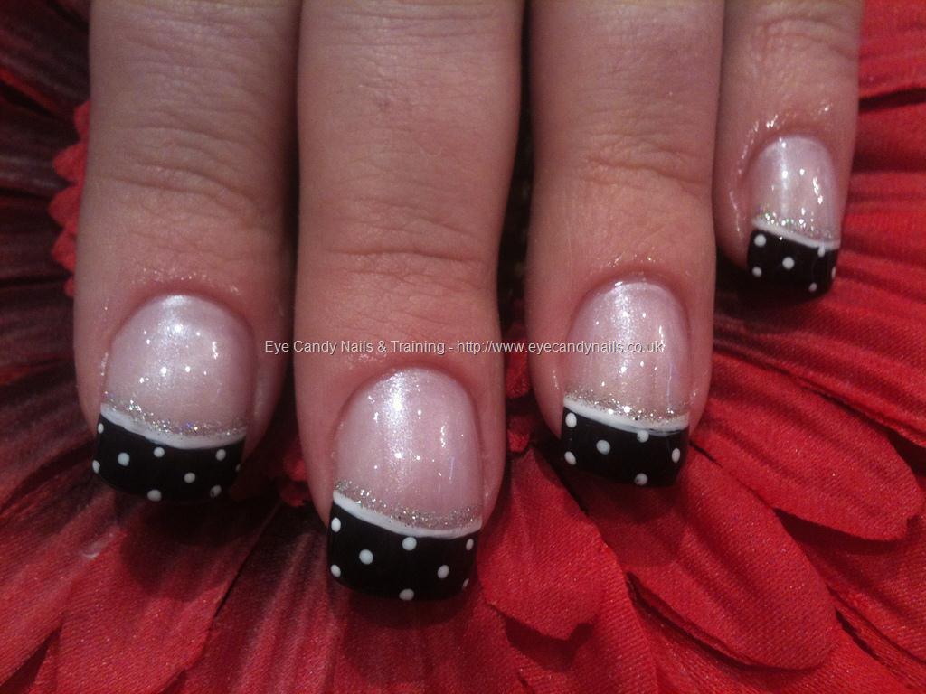 Black And White Polka Dots With Silver Glitter Strip Design