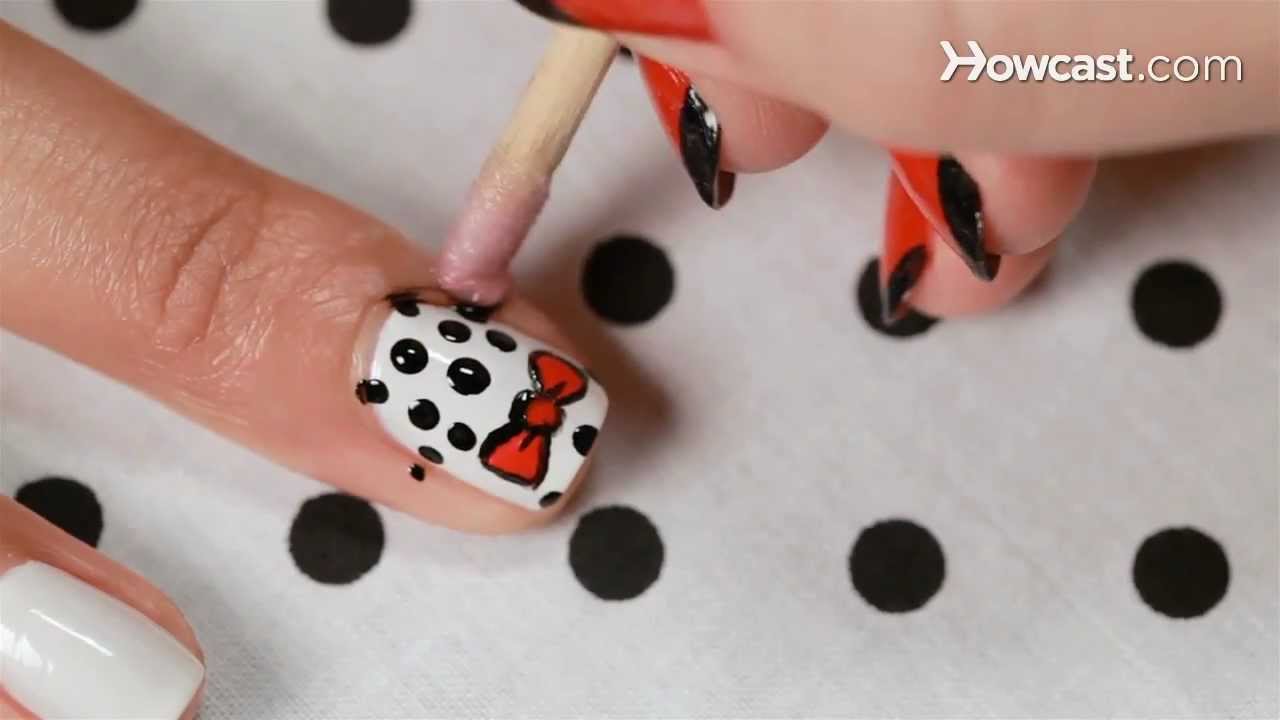 Black Polka Dots And Red Bow Design
