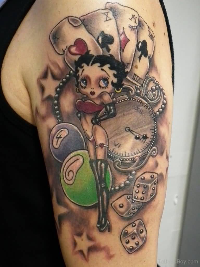 Casino Girl Betty Boop Tattoo On Half Sleeve