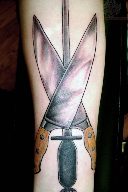 Chef Crossed Knives Tattoo