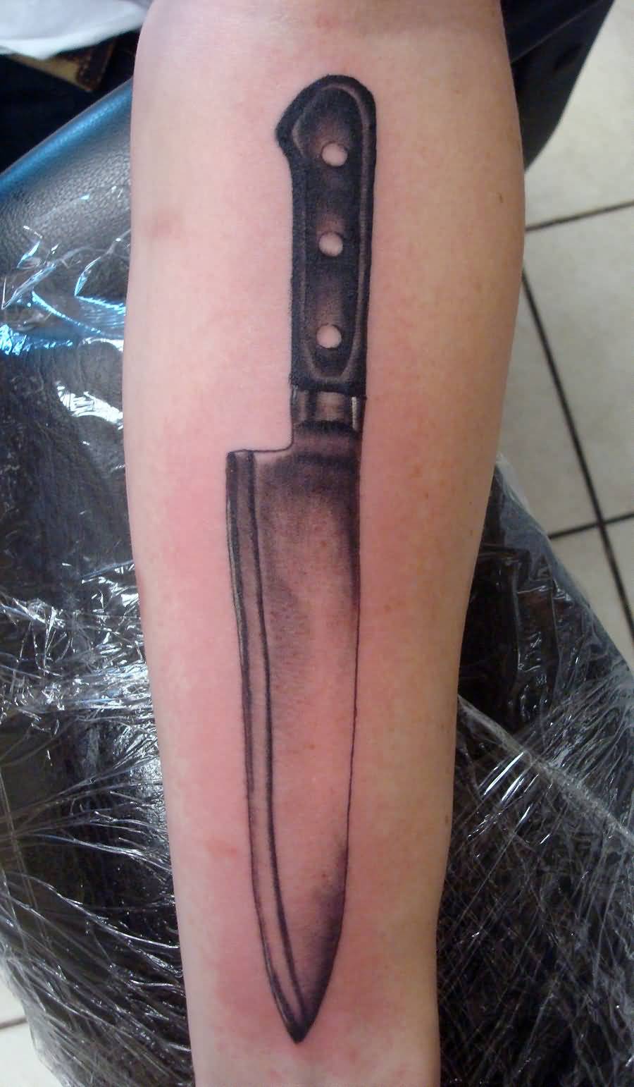 Chef Knife Tattoo On Half Sleeve By NateOsborne