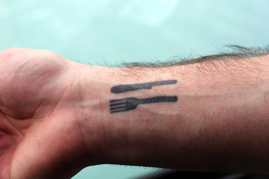 Chef Knifes  Silhouette Tattoo On Wrist