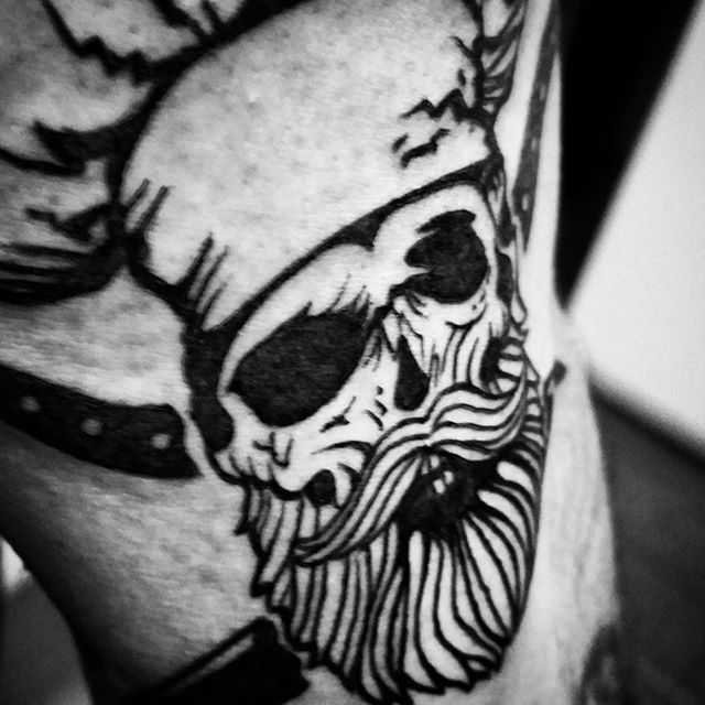 Chef Skull With Beard Tattoo