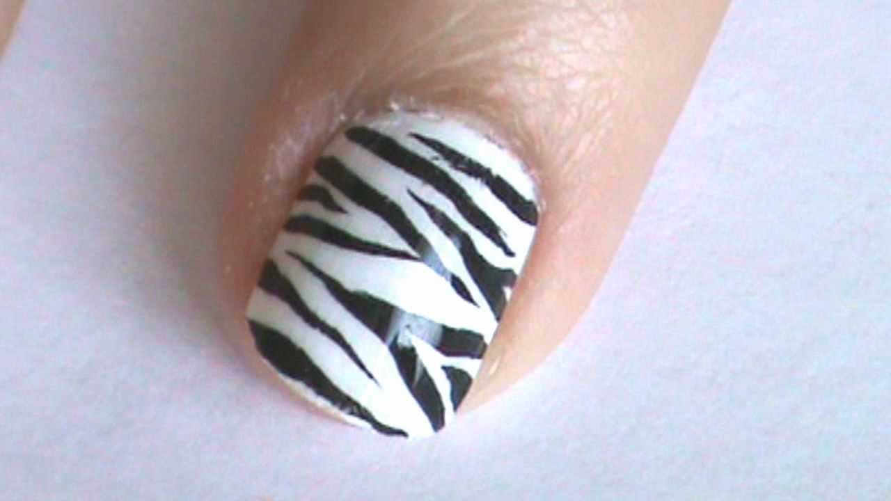 Closeup Of Zebra Print Nail Design