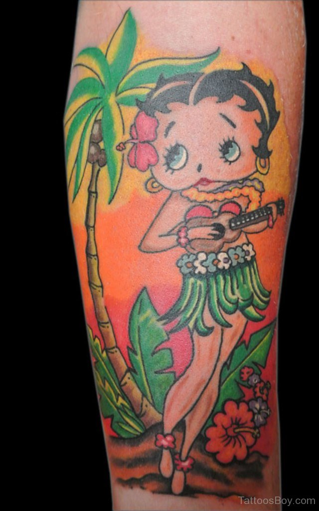 Colorful Betty Boop Tattoo Design For Arm