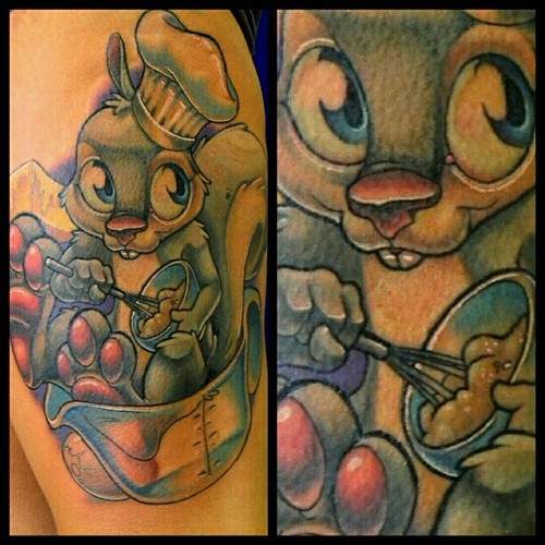 Colorful Chef Squirrel Cooking Pastry Tattoo