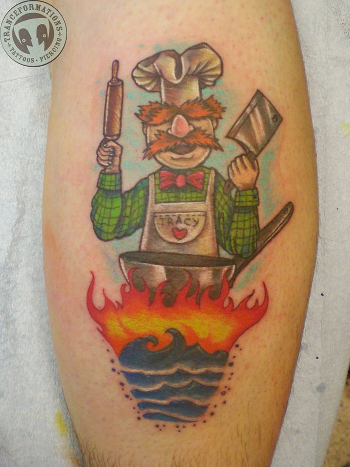 Colorful Swedish Chef Cooking Tattoo