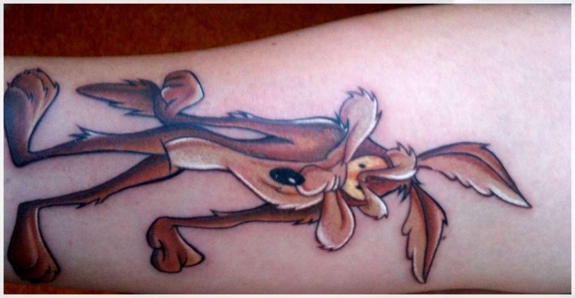 Coyote Cartoon Tattoo On Sleeve