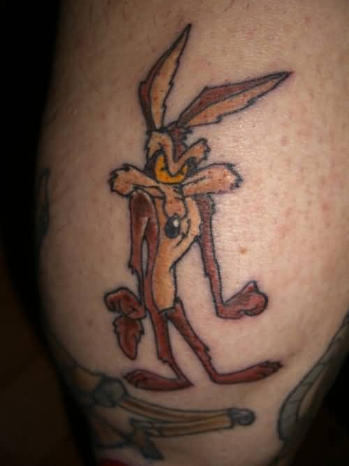 Coyote Tattoo On Back Leg For Men