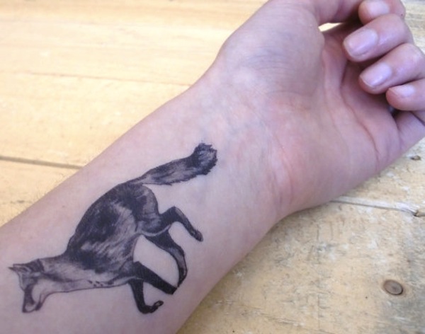 Coyote Tattoo On Left Wrist