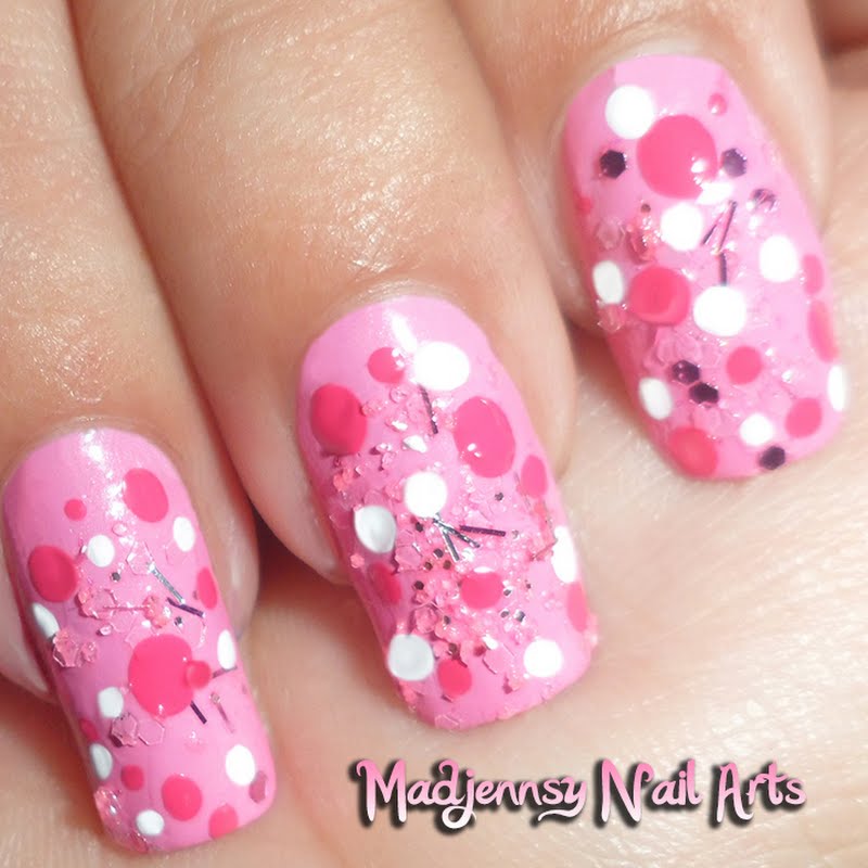 Cute Pink Polka Dots Nail Art