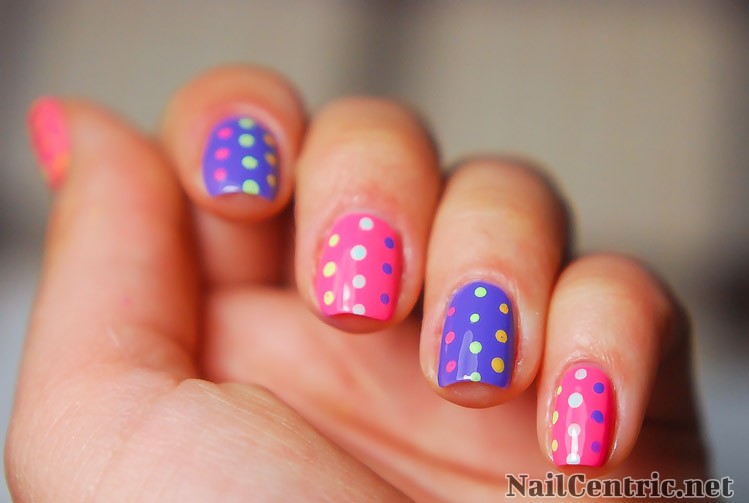 Cute Polka Dots Nail Art For Girls