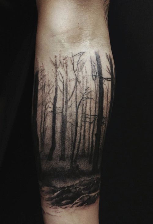 Dark Forest Tattoo On Forearm by David Allen