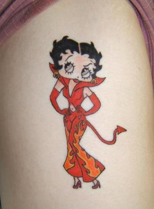 Devil Betty Boop Tattoo On Shoulder