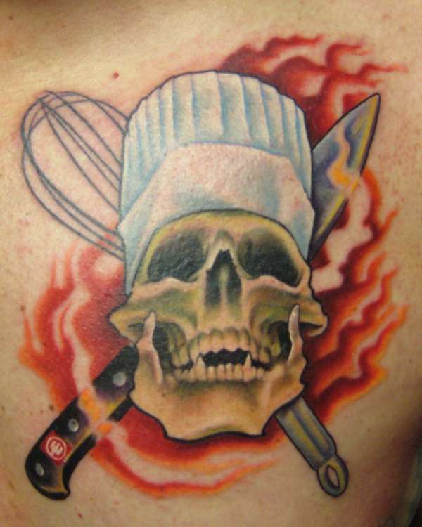Deadly Chef With Knife Tattoo