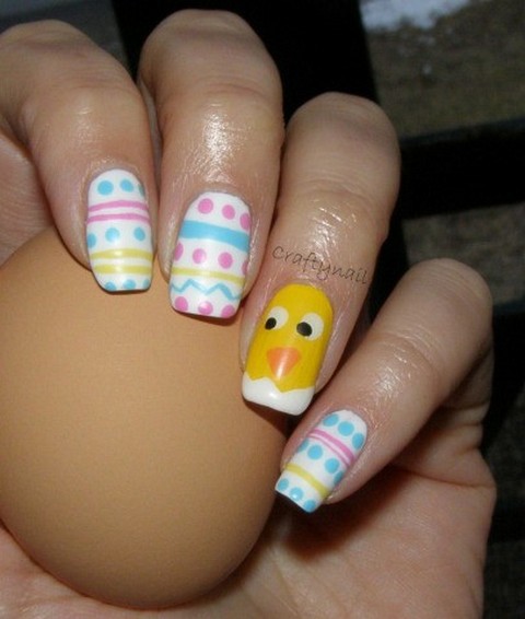 Easter Egg Polka Dots Nail Art Design