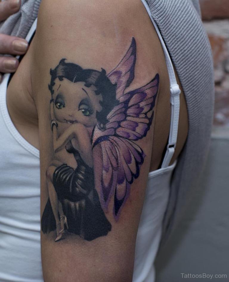 Fairy Betty Boop Tattoo On Left Bicep