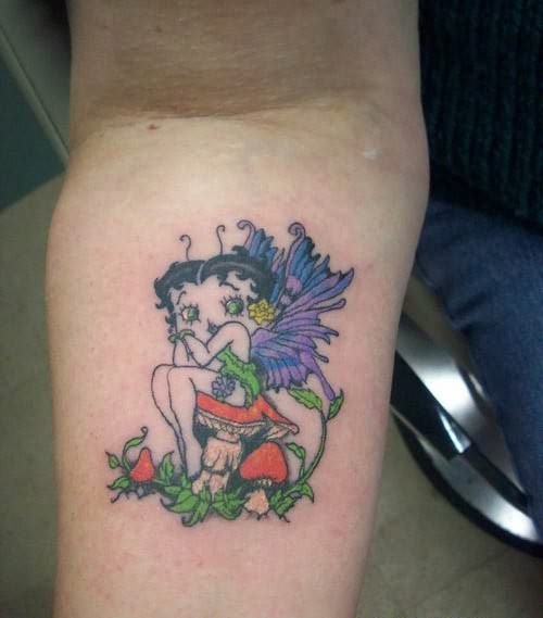 Fairy Betty Boop Tattoo On Right Forearm