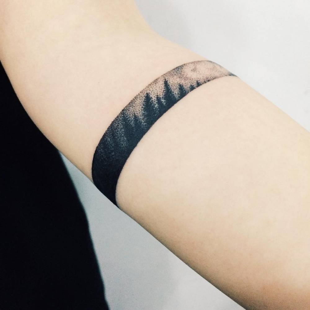 Forest Arm Band Tattoo For Girls