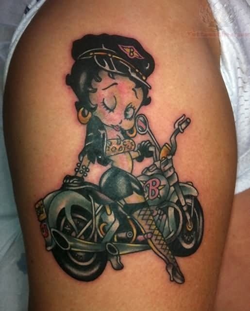 Gangster Betty Boop Tattoo On Side Thigh