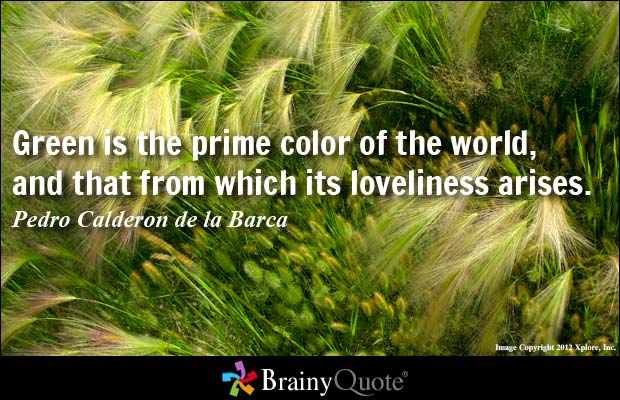 Green is the prime color of the world, and that from which its loveliness arises  - Pedro Calderon de la Barca