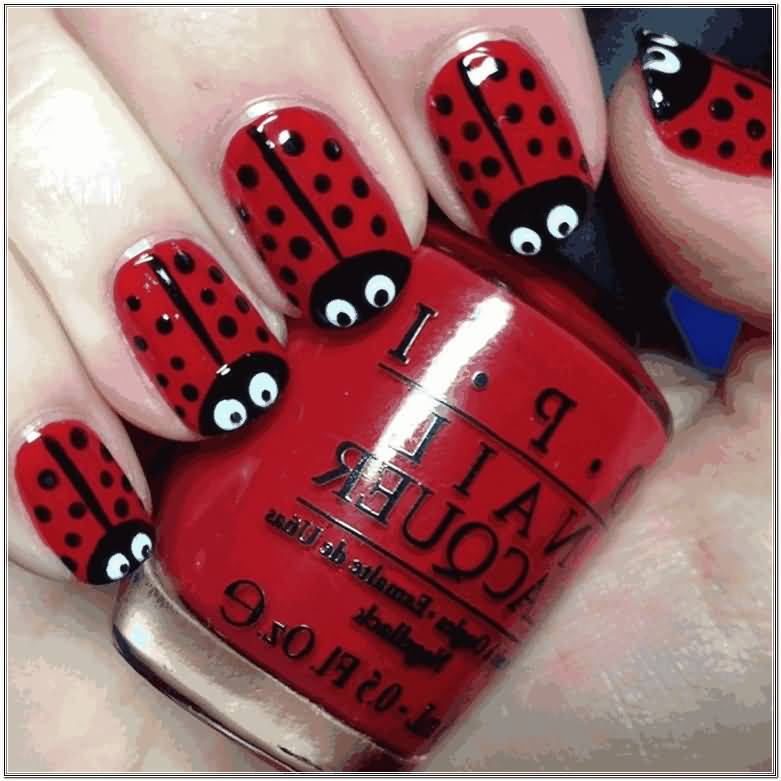 Ladybug Polka Dots Nail Art
