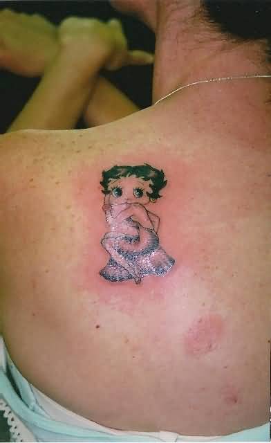 Left Back Shoulder Cute Betty Boop Tattoo