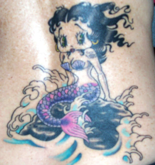 Mermaid Betty Boop Tattoo On Lower Back