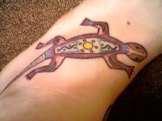 Nice Aboriginal Tattoo on Left Leg