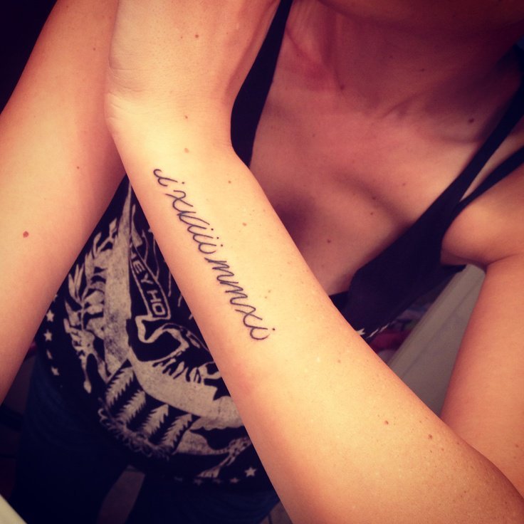 Nice Cursive Roman Numerals Arm Sleeve Tattoo For Girl