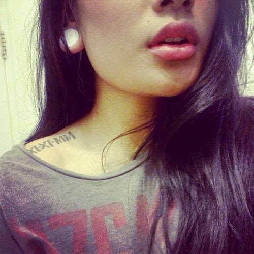 Nice Roman Numeral Right Upper Shoulder Tattoo For Girls