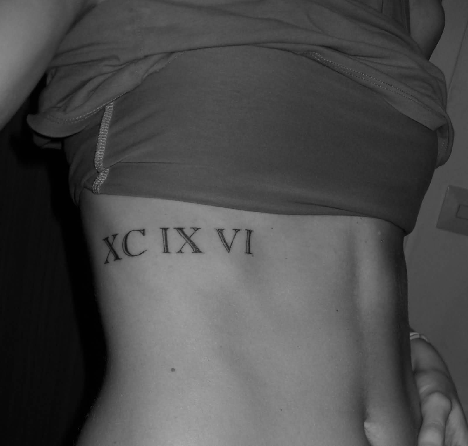 Nice Roman Numeral Tattoo On Side Rib For Girls