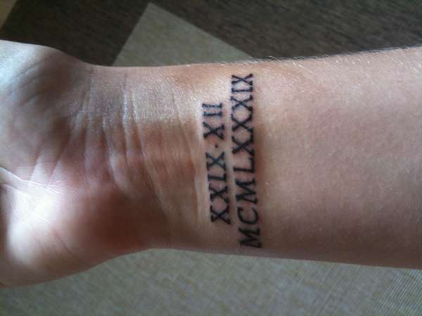 Nice Roman Numerals Tattoo On Wrist