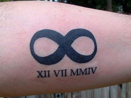 Nice Roman Numerals With Infinity Shape Tattoo