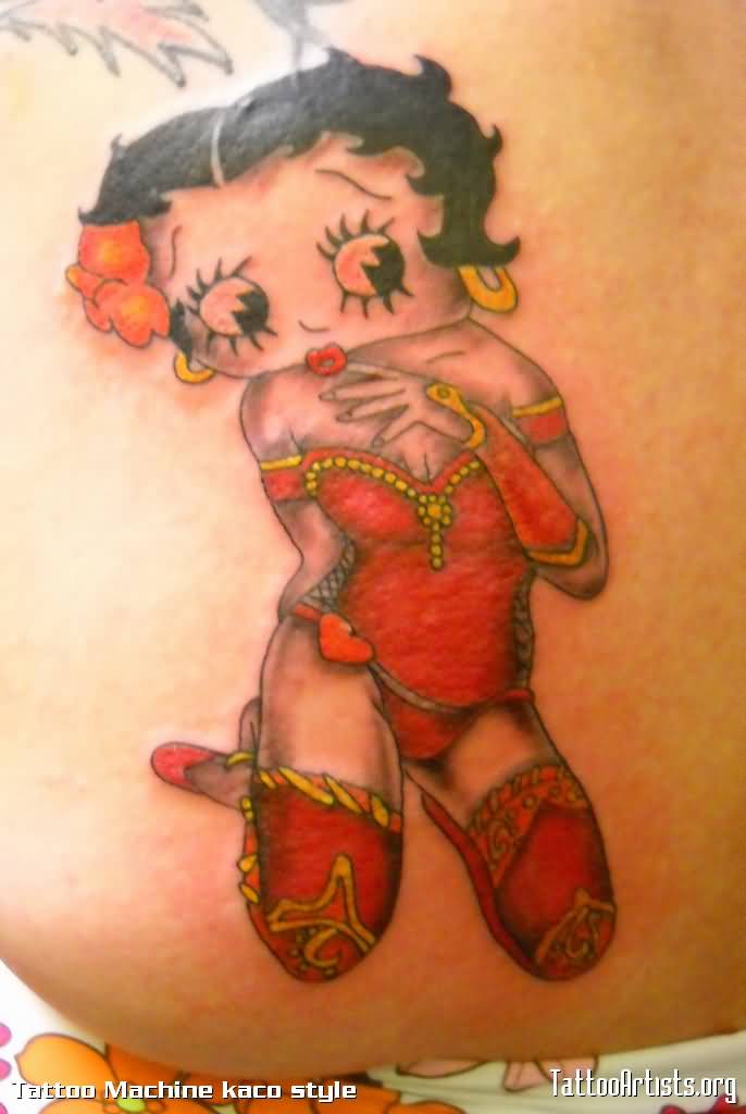 Old School Betty Boop Tattoo On Back