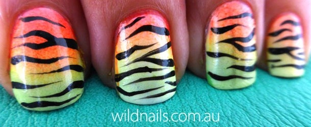 Ombre Zebra Print Nail Art