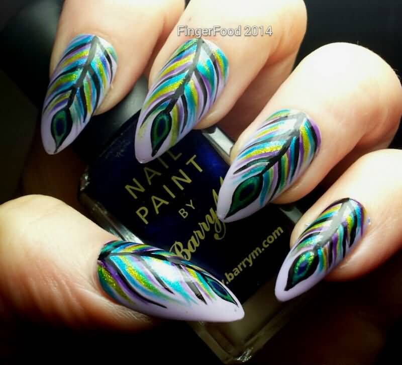 Peacock Feather Nail Art By Sam