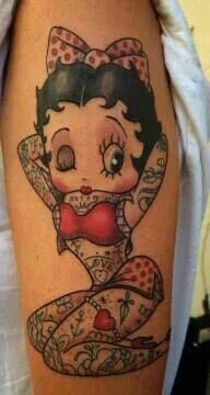 Pinup Betty Boop Tattoo On Sleeve