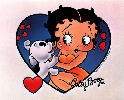 Puppy and Betty Boop In Heart Tattoo Design