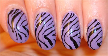 Purple Glossy Zebra Print Nail Art