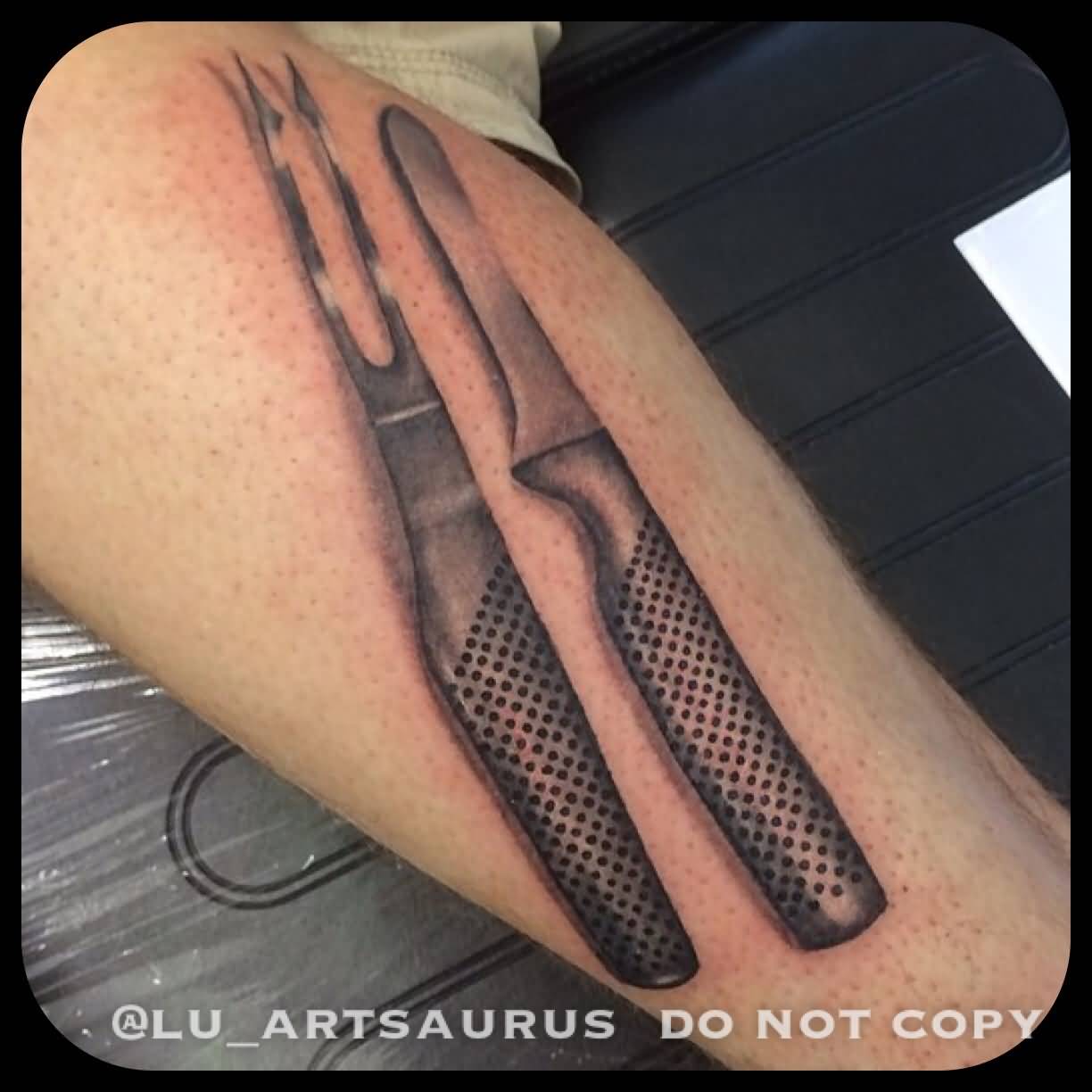 Realistic Chef Knives Tattoo