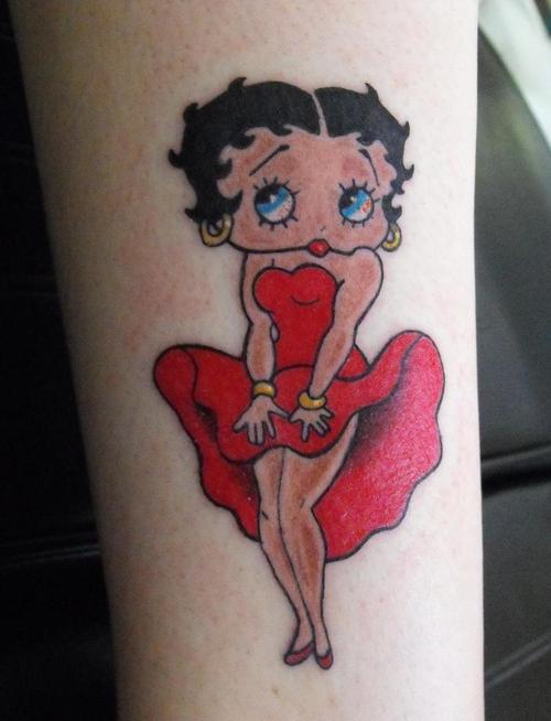 Red Dress Betty Boop Tattoo On Arm