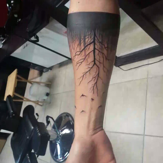 Right Forearm Forest Tattoo