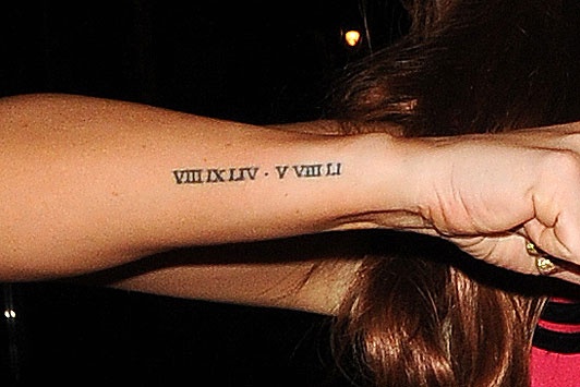 Roman Numeral Date Tattoo On Arm Sleeve For Girl