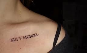 Roman Numeral Tattoo On Collar Bone For Girls