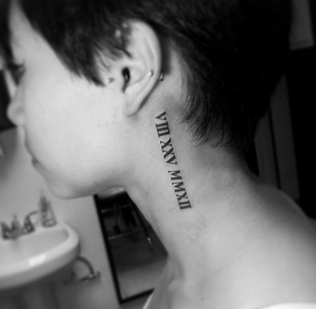 Roman Numeral Tattoo On Side Neck By Dizzy