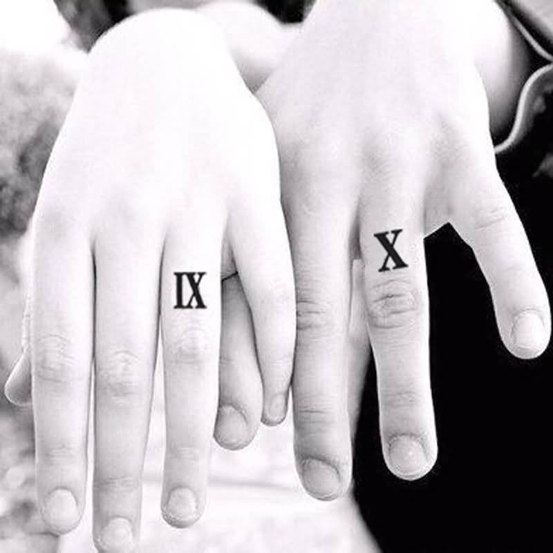Roman Numeral Temporary Tattoos On Fingers